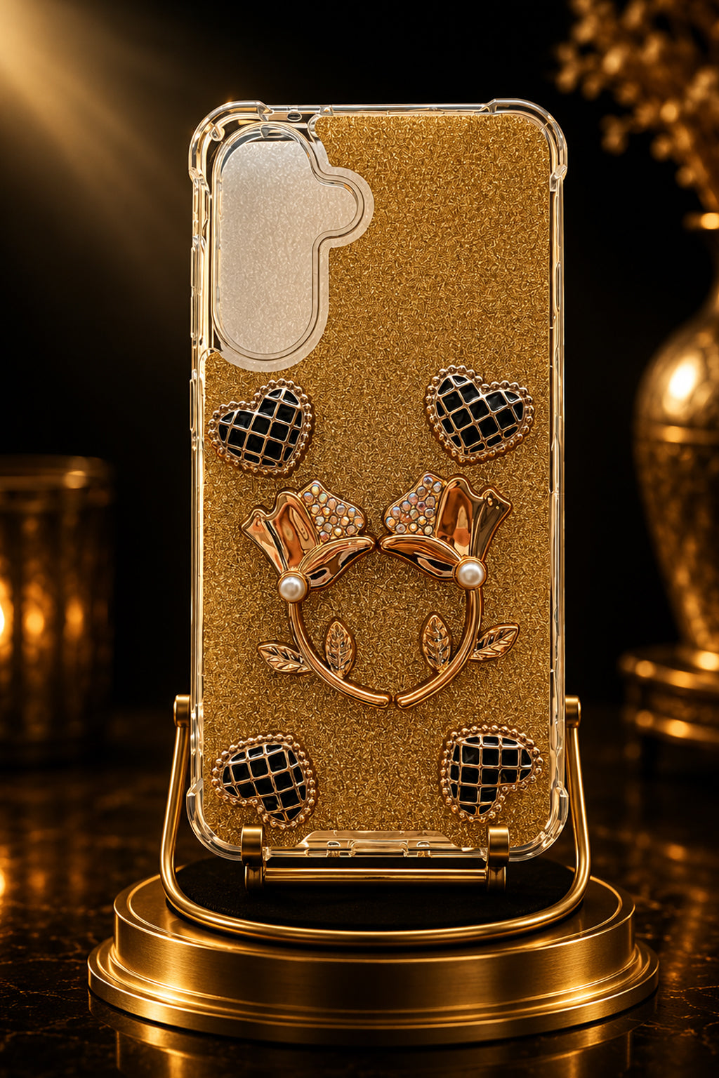 Golden Bloom Hearts Case